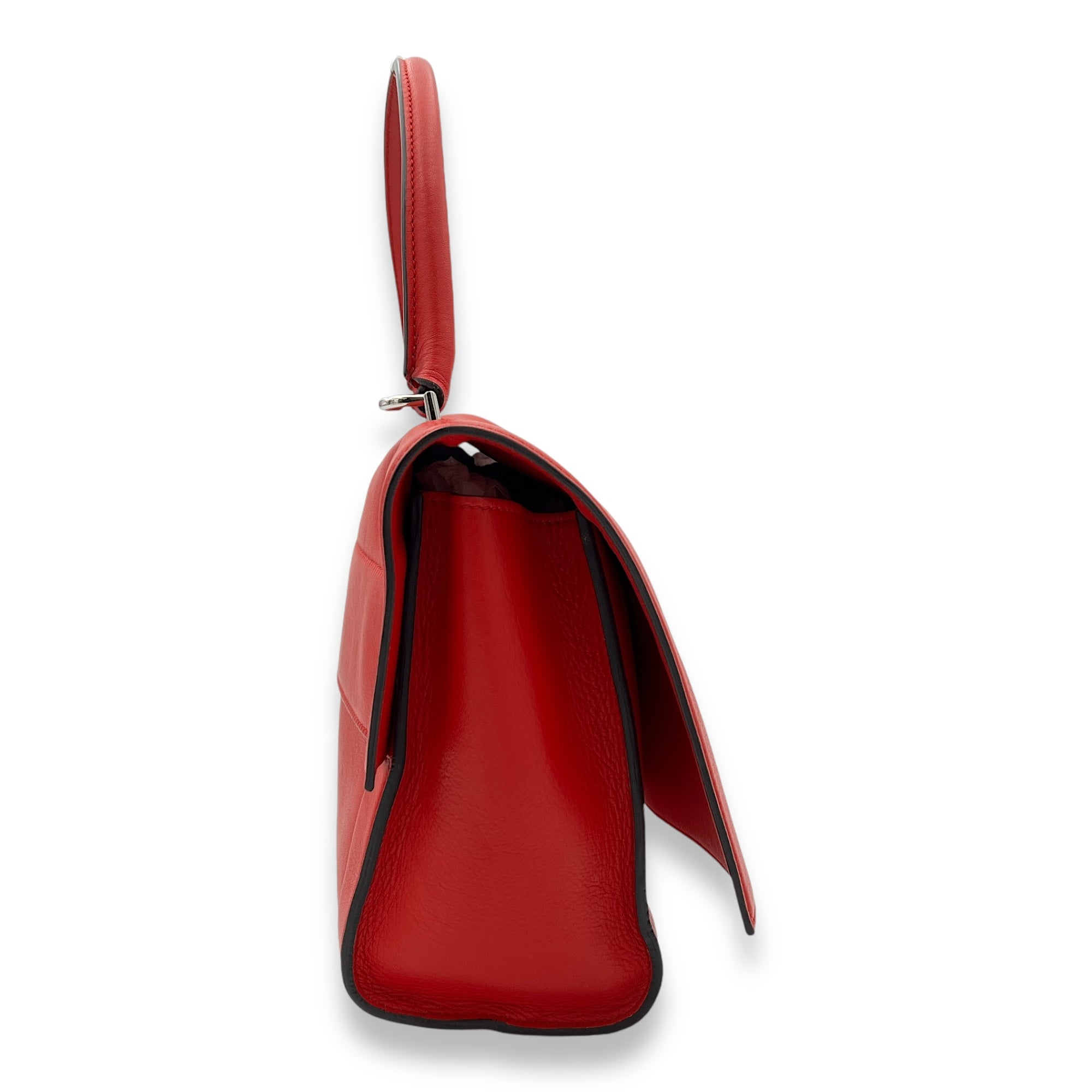 Shark Crossbody Bag Red in Calfskin, Silver hardware