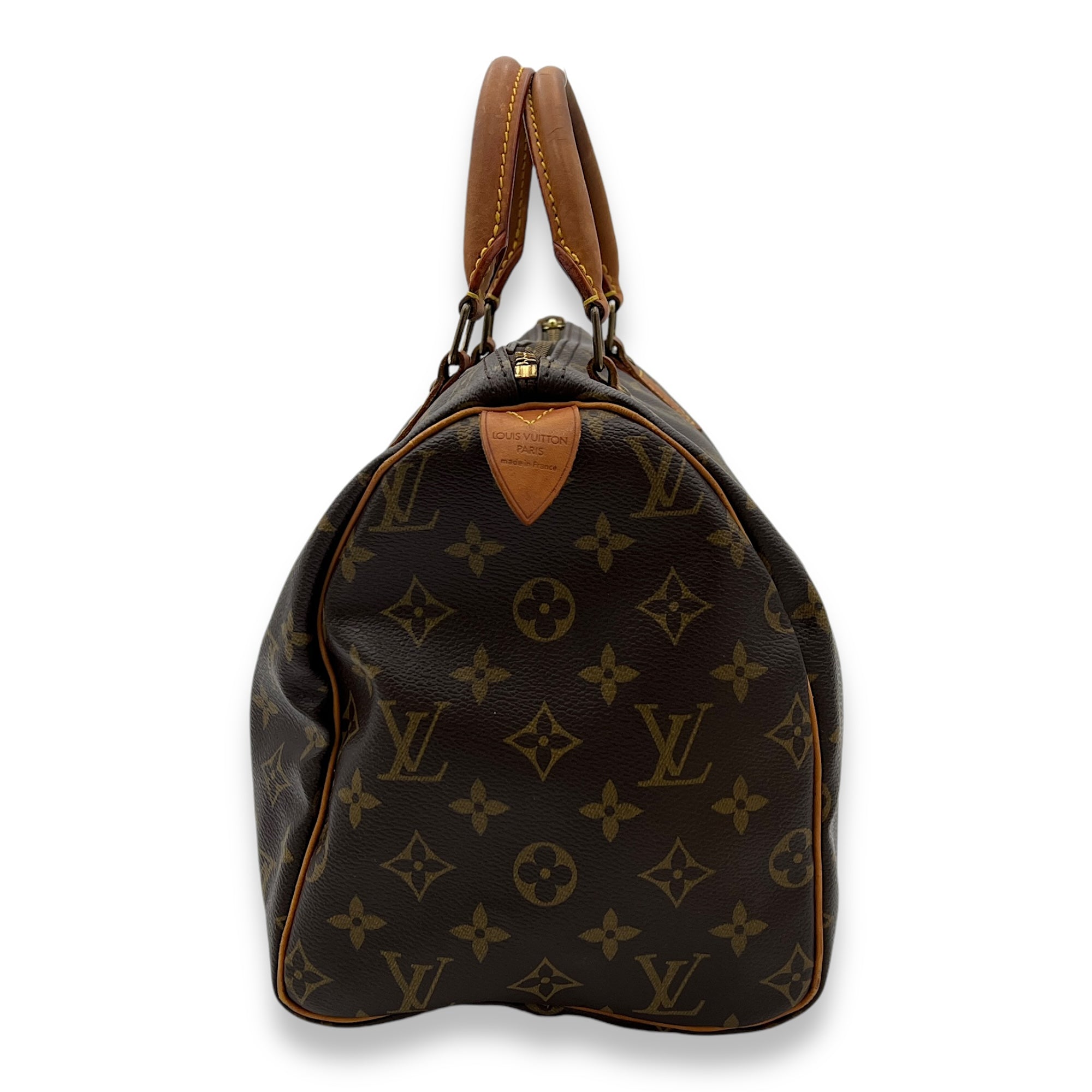 Speedy Top Handle Bag 30 Brown in Monogram Coated Canvas, Gold hardware