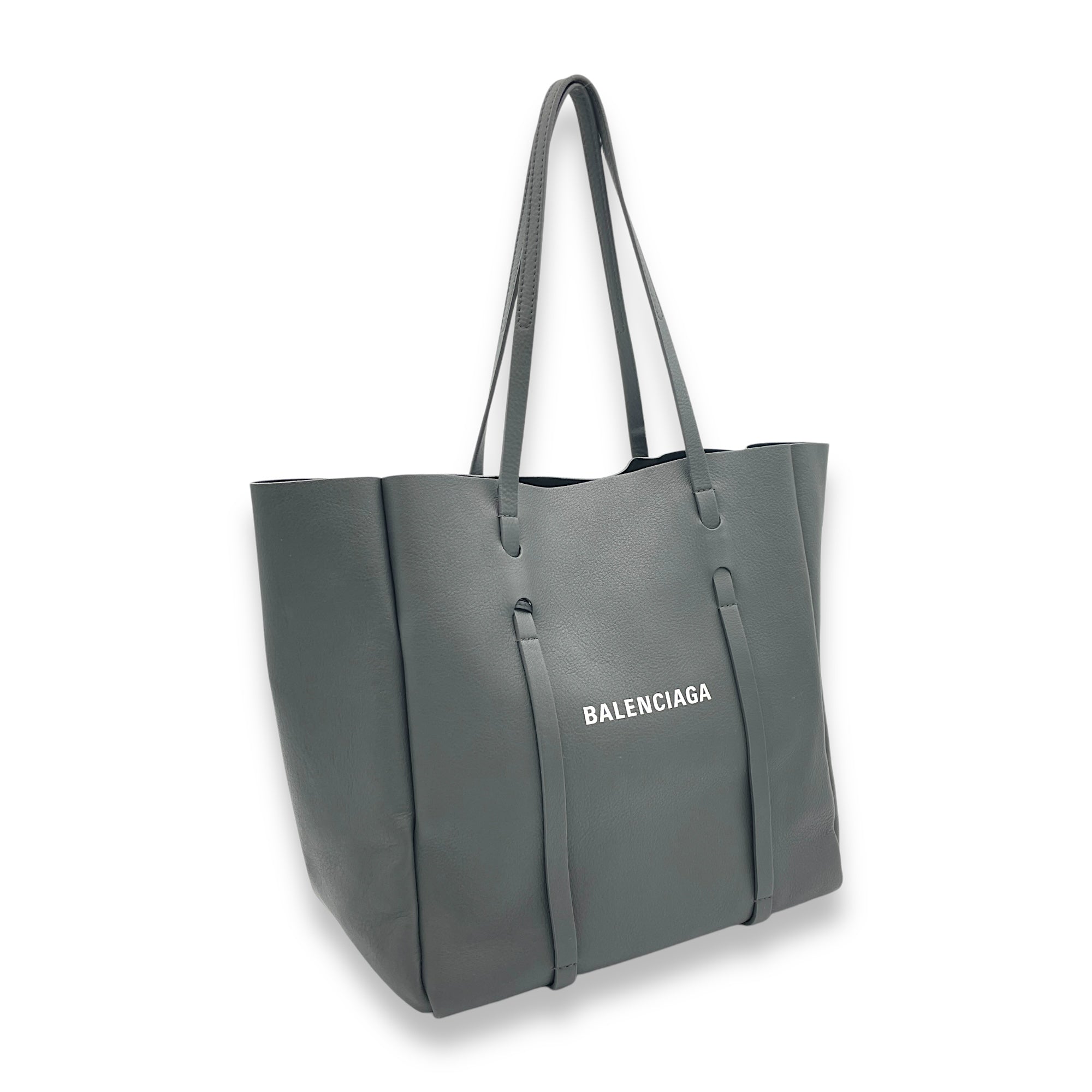 Everyday Tote Bag Grey in Calfskin, Silver hardware