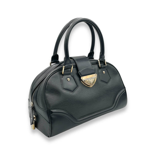 Bowling Montaigne Black Top Handle Bag in Epi Leather, Silver hardware