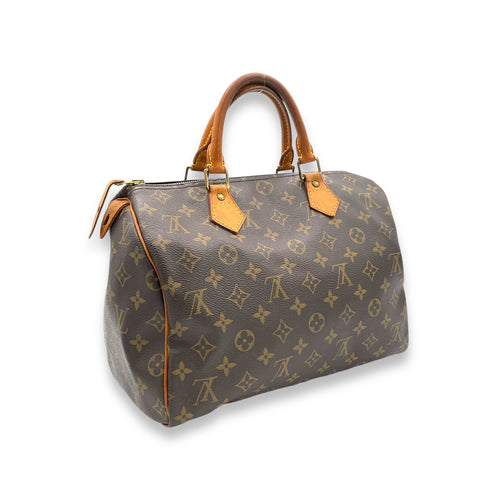 Speedy Top Handle Bag 30 Brown in Monogram Coated Canvas, Gold hardware