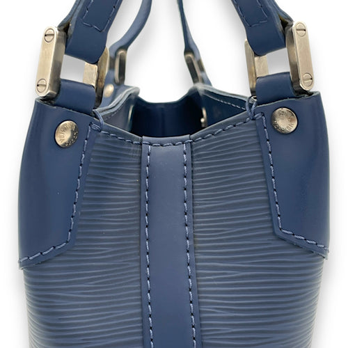 Mandara Shoulder Bag Blue in Epi Leather, Silver hardware