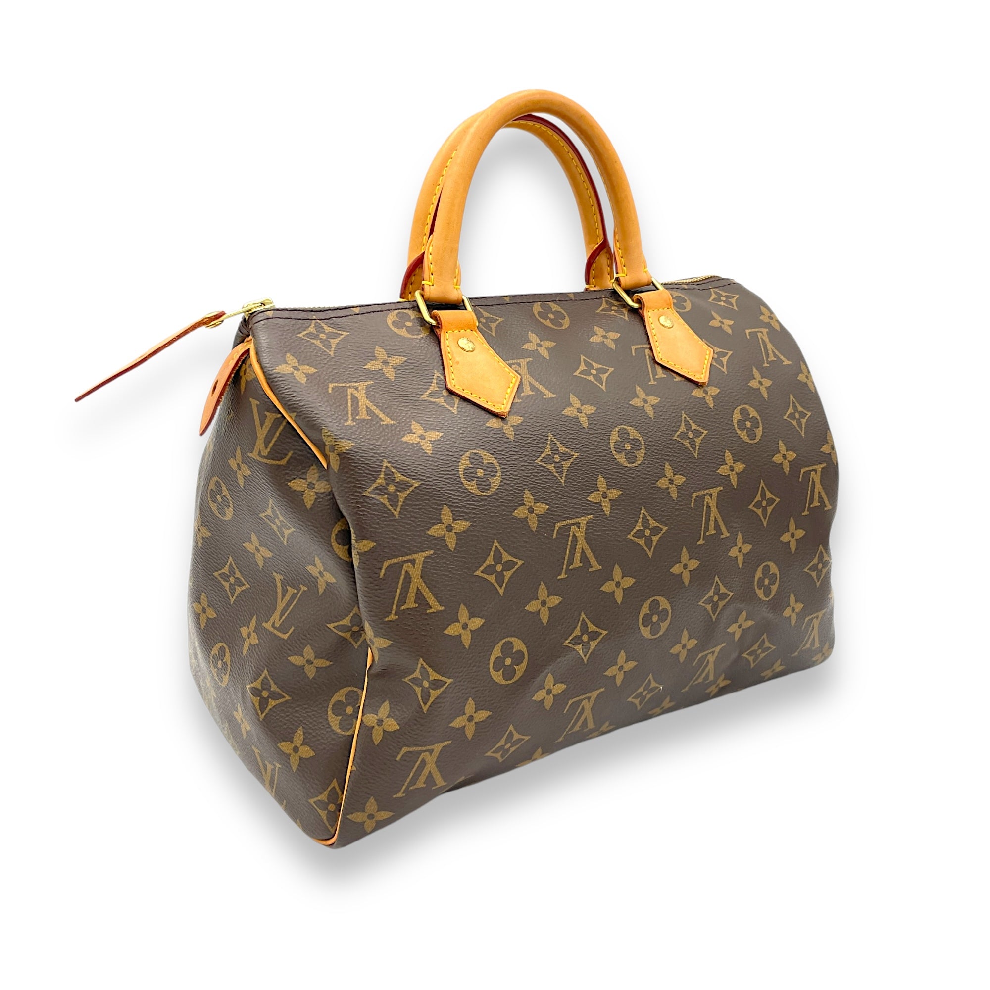 Speedy Top Handle Bag 30 Brown in Monogram Coated Canvas, Gold hardware