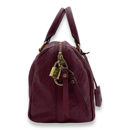 Speedy Bandouliere 25 Red Top Handle Bag in Monogram Empreinte Leather, Gold hardware