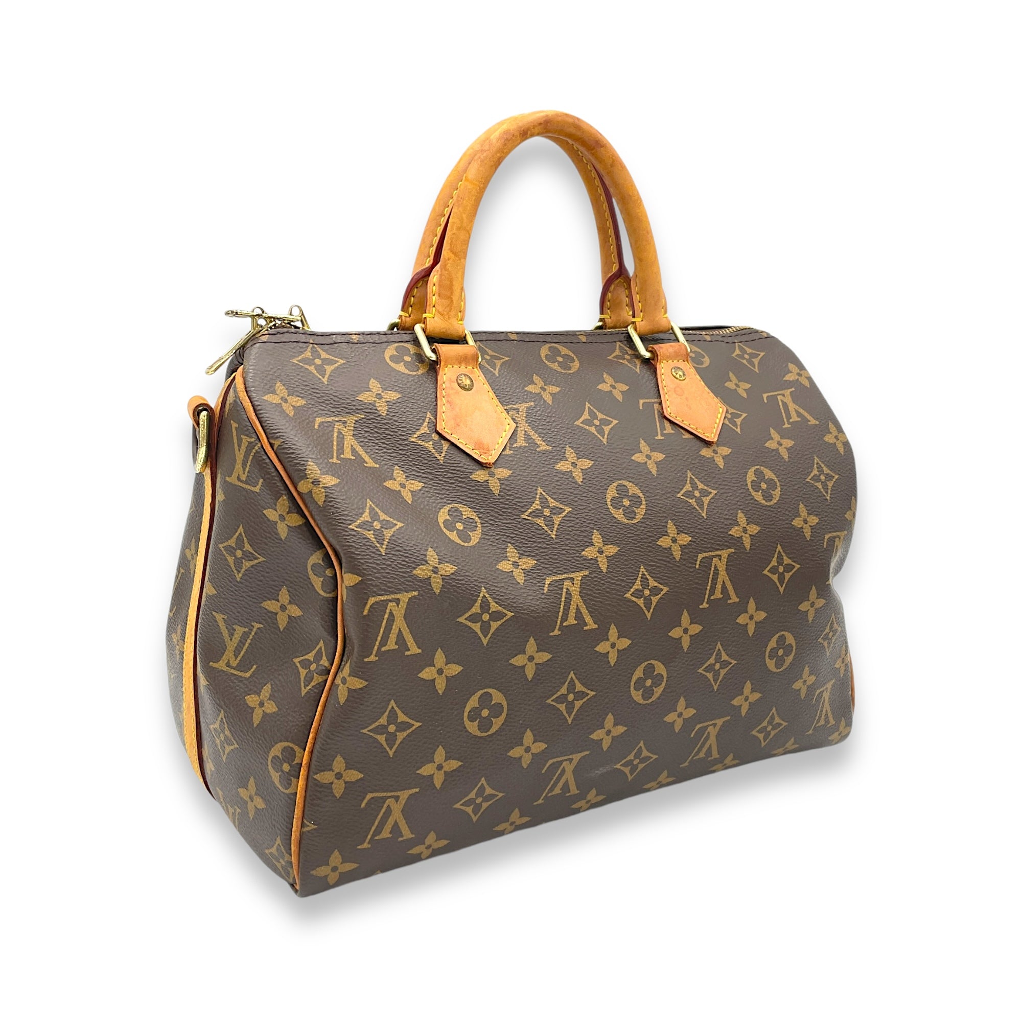 Speedy Bandouliere Top Handle Bag 30 Brown in Monogram Coated Canvas, Gold hardware