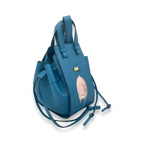 Hammock Crossbody Bag Small Blue in Calfskin, Gold hardware