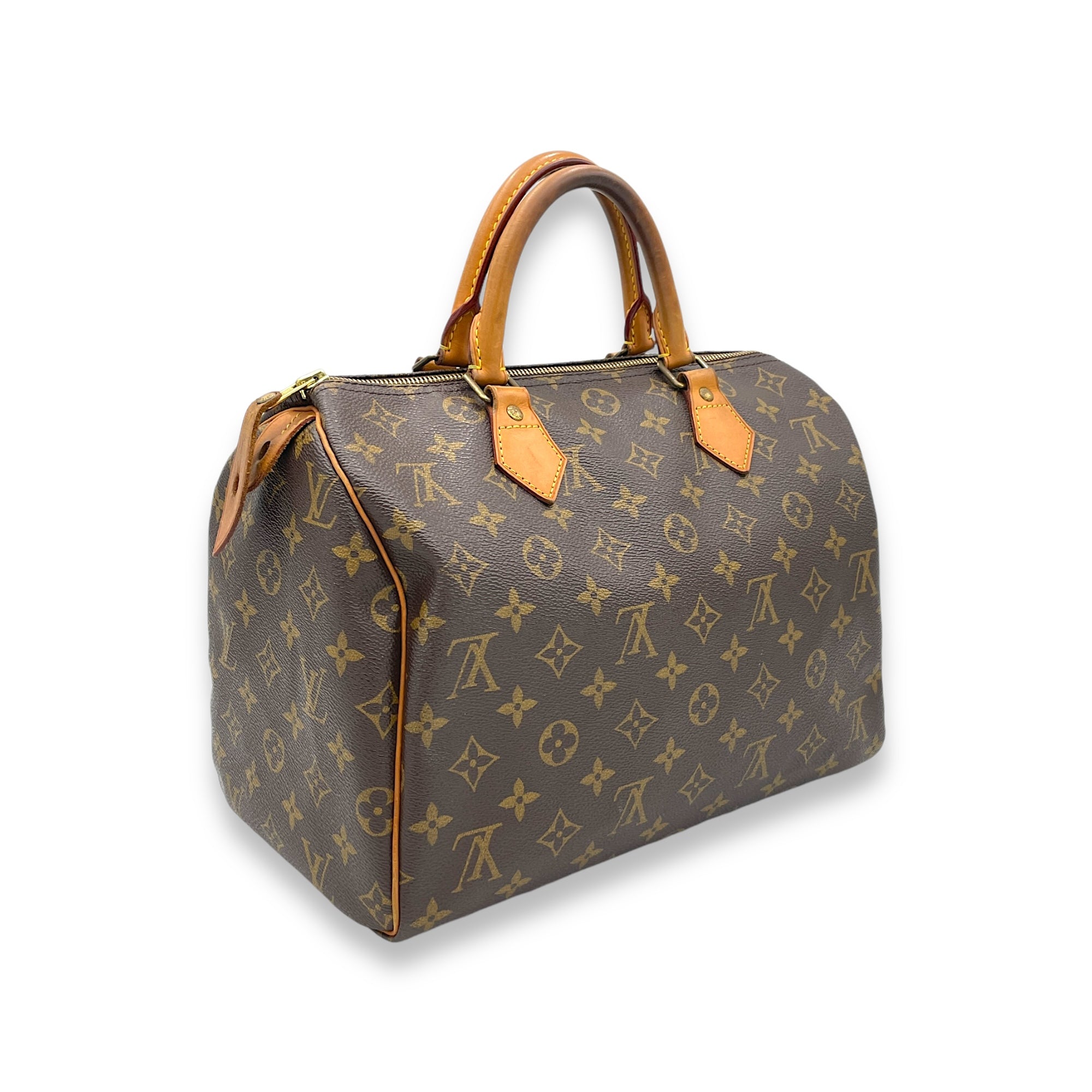 Speedy Top Handle Bag 30 Brown in Monogram Coated Canvas, Gold hardware