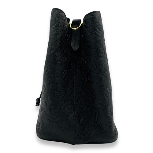 NeoNoe MM Black Bucket Bag in Empreinte Leather, Gold hardware