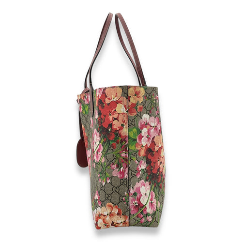 GG Supreme Blooms Reversible Brown Tote Bag in Monogram Coated Canvas