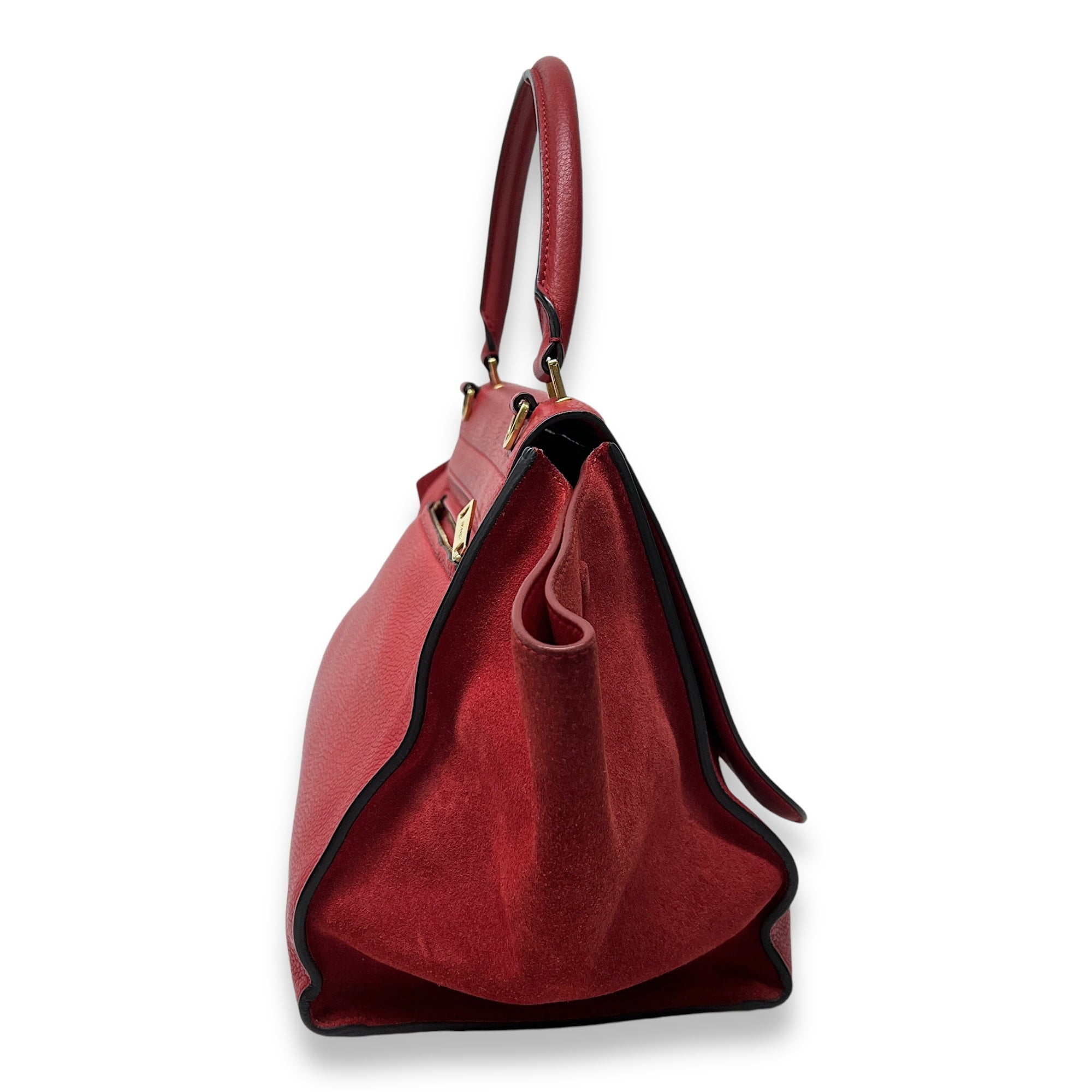 Trapeze Medium Top handle bag in Calfskin, Gold Hardware