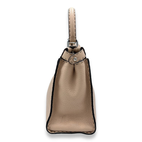 Peekaboo Medium Top handle bag in Calfskin, Silver Hardware