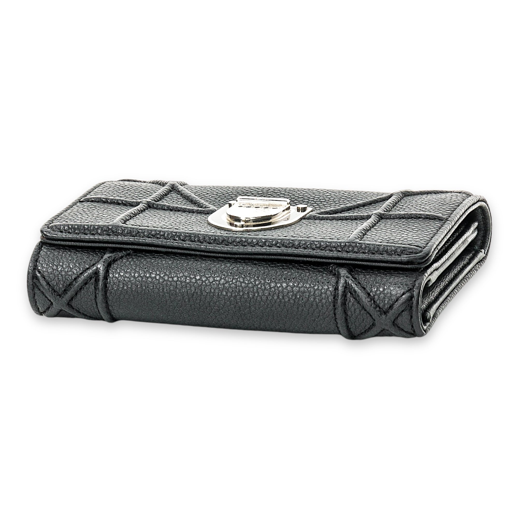 Diorama Compact Wallet in Calfskin, Silver Hardware