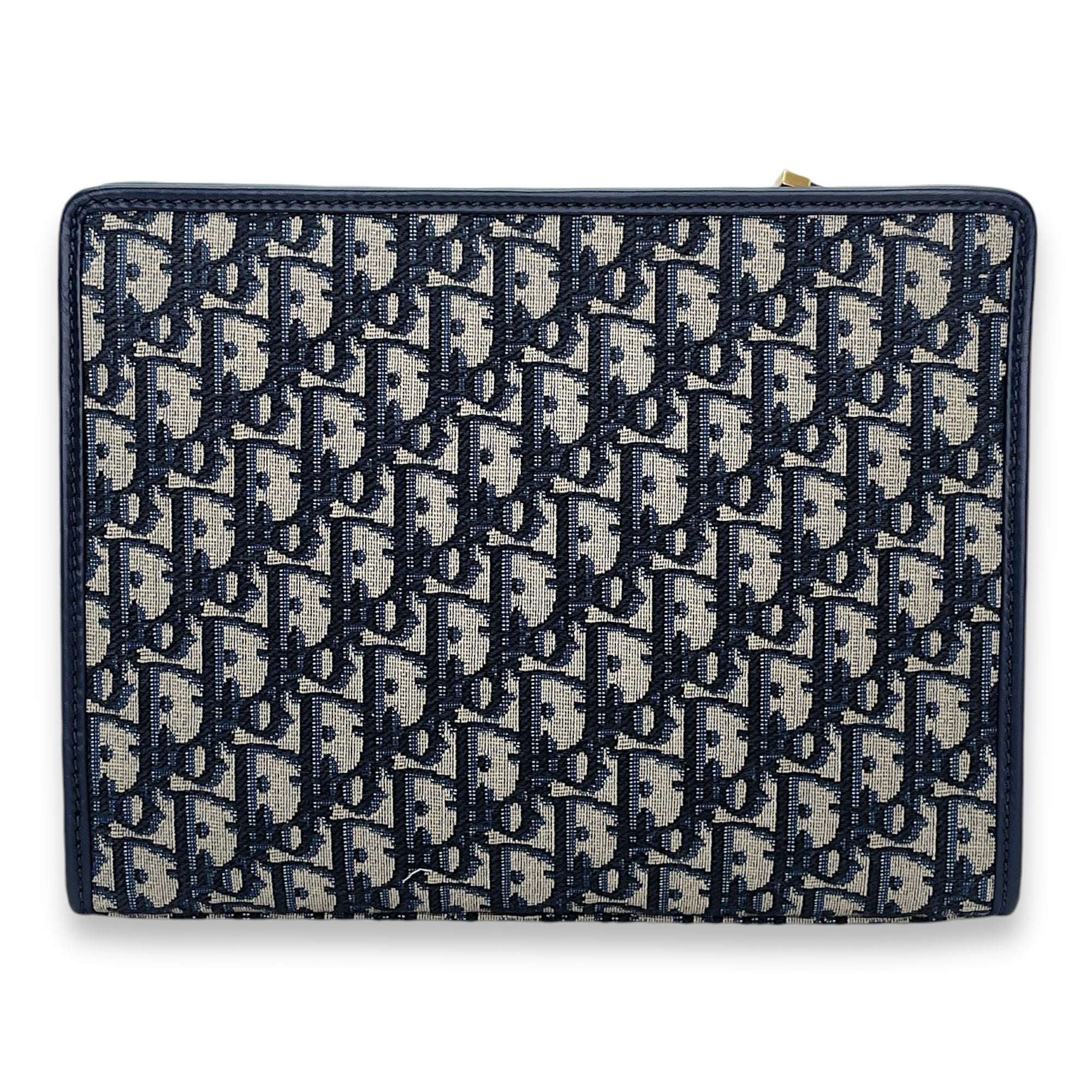 30 Montaigne  Navy Pouch in Jacquard, Gold hardware