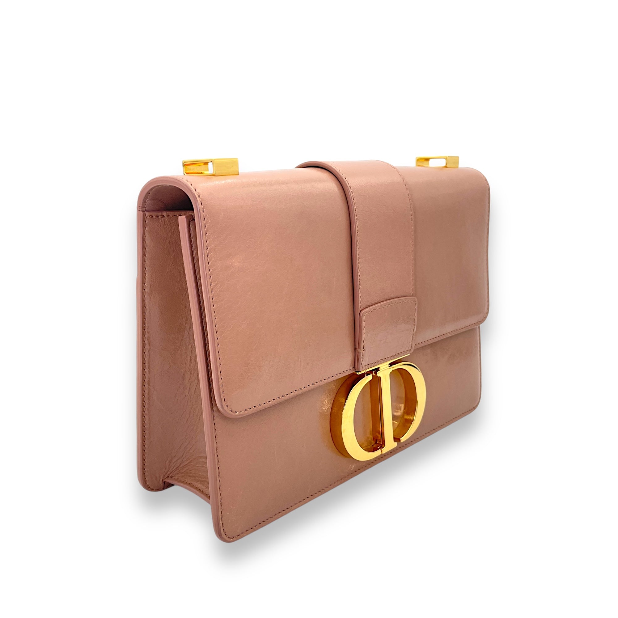 30 Montaigne Medium Shoulder bag in Calfskin, Gold Hardware