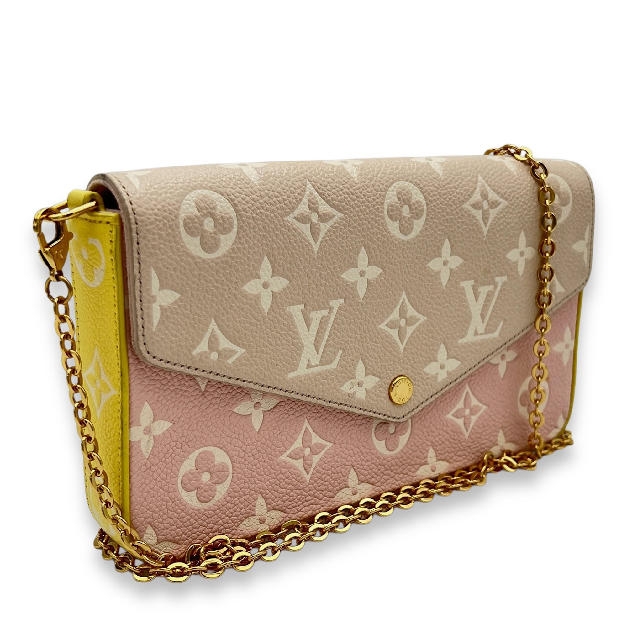 Felicie Beige Wallet On Chain in Monogram Empreinte Leather, Gold hardware