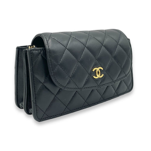 Quilted Flap Crossbody bag in Lambskin, Gold Hardware