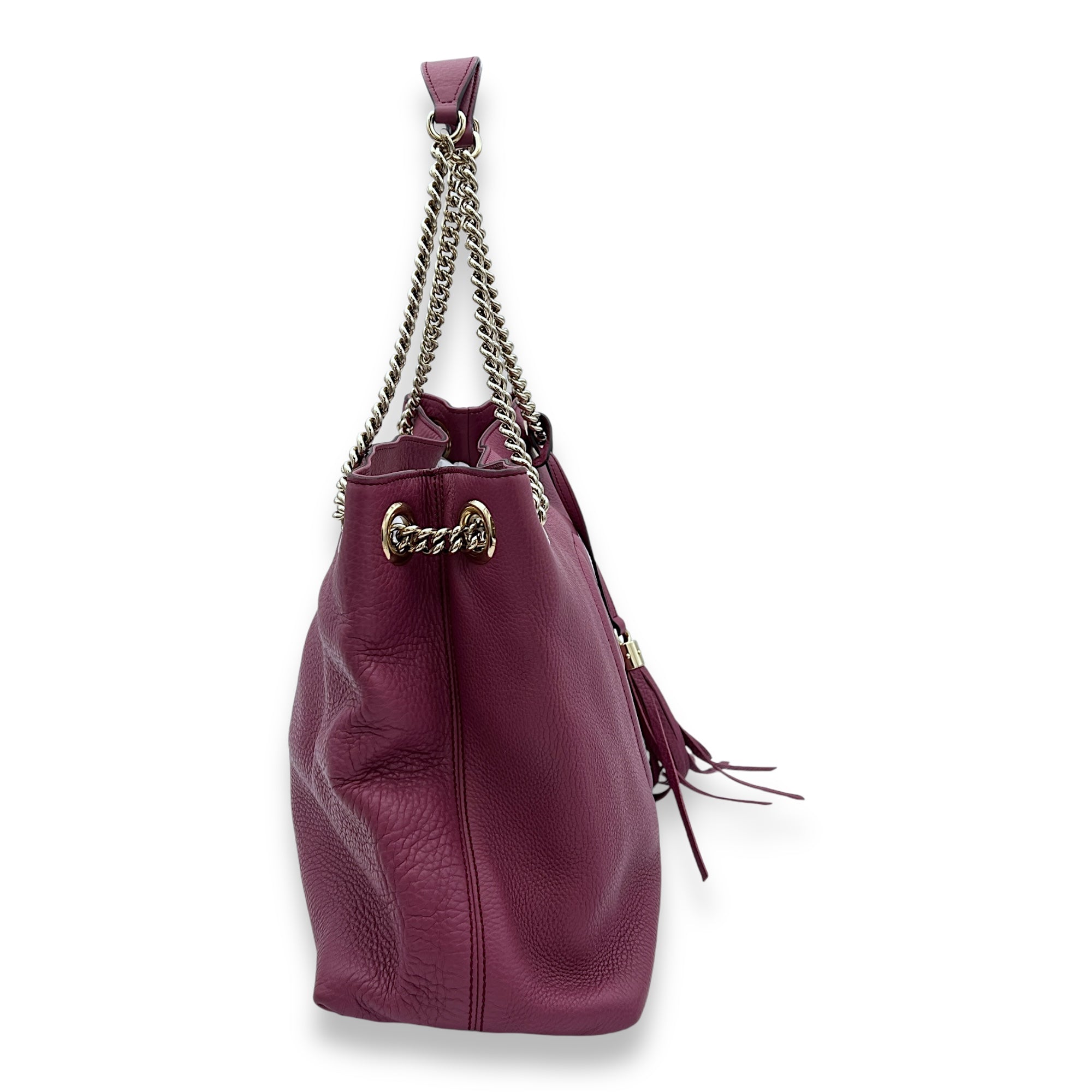 Soho Purple Tote Bag in Calfskin, Gold hardware