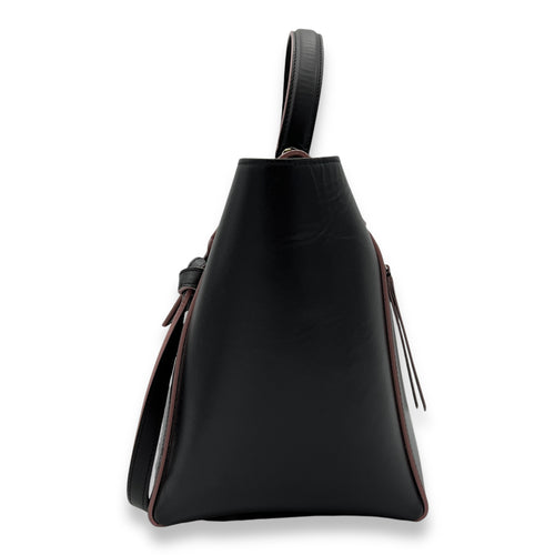 Belt Top Handle Bag Black in Calfskin, Silver hardware