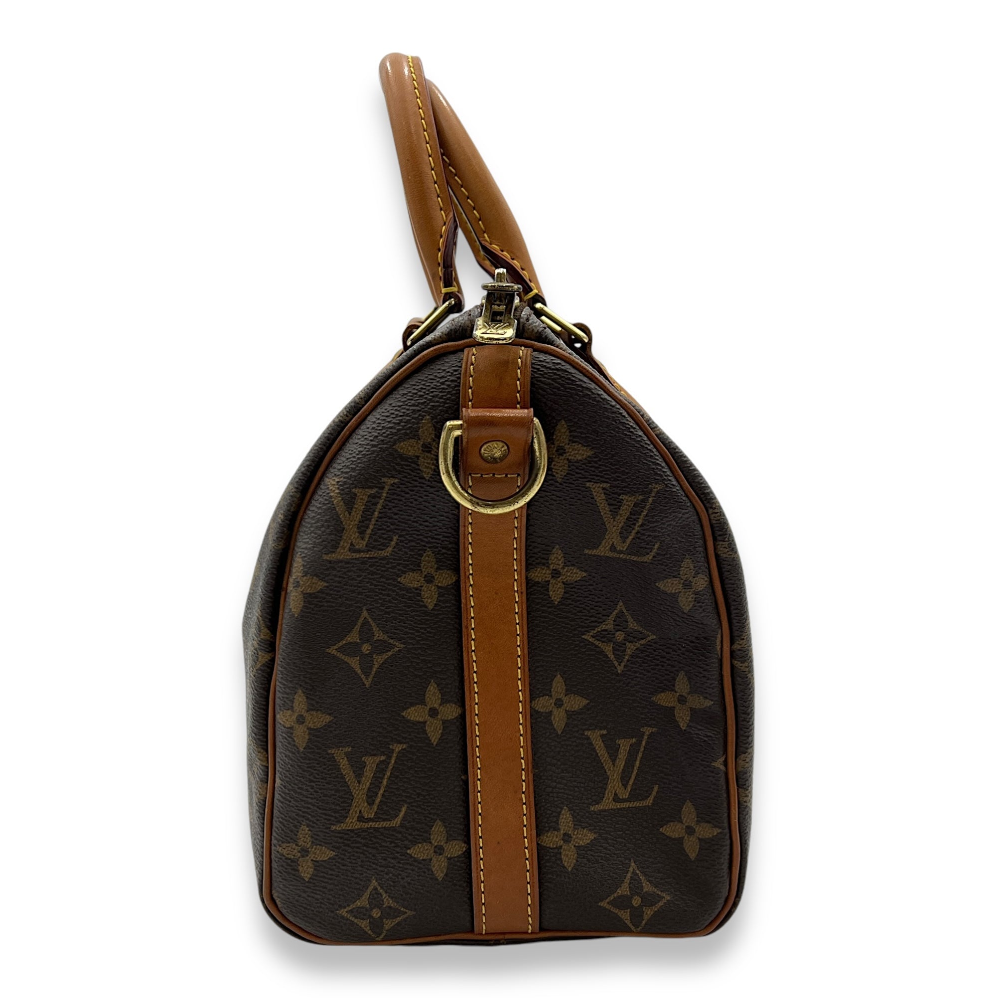 Speedy Bandouliere Top Handle Bag 25 Brown in Monogram Coated Canvas, Gold hardware