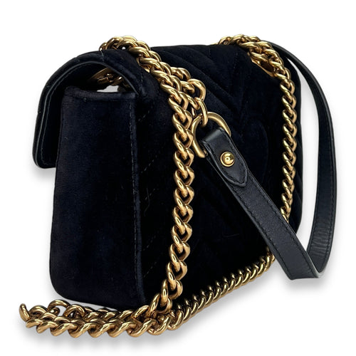 GG Marmont Small Shoulder bag in Velvet, Gold Hardware