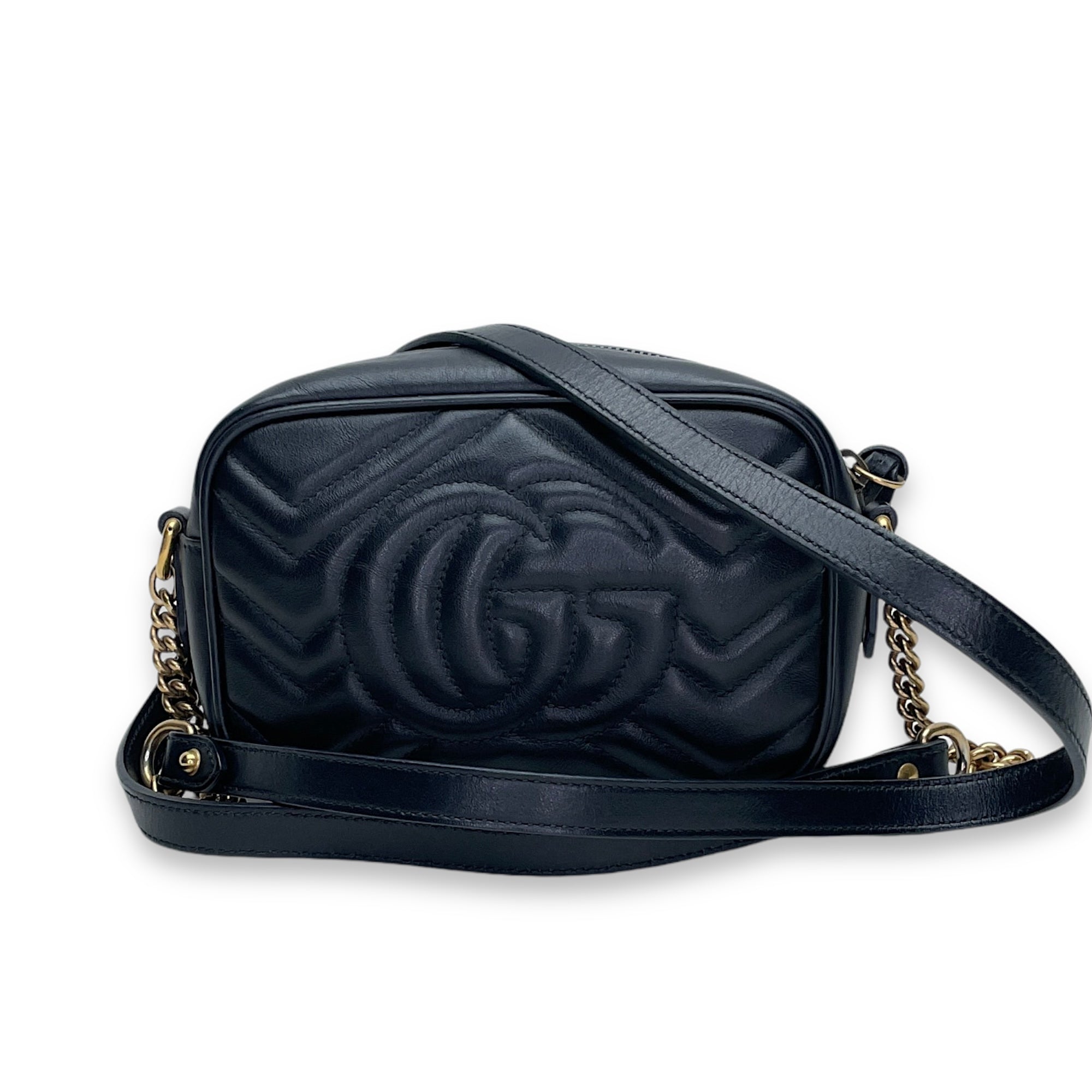 GG Marmont Mini Crossbody bag in Calfskin, Gold Hardware