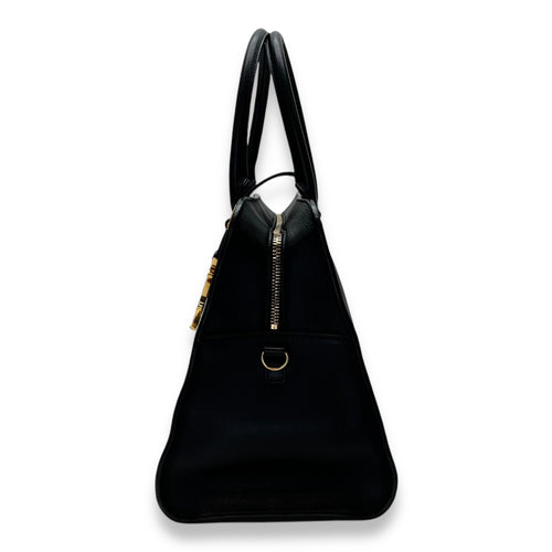 Monogram Cabas Large Black Top Handle Bag in Calfskin, Gold hardware