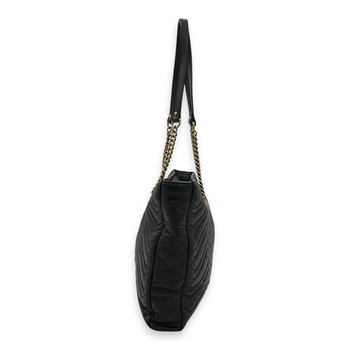 GG Marmont Tote Bag Black in Calfskin, Gold hardware