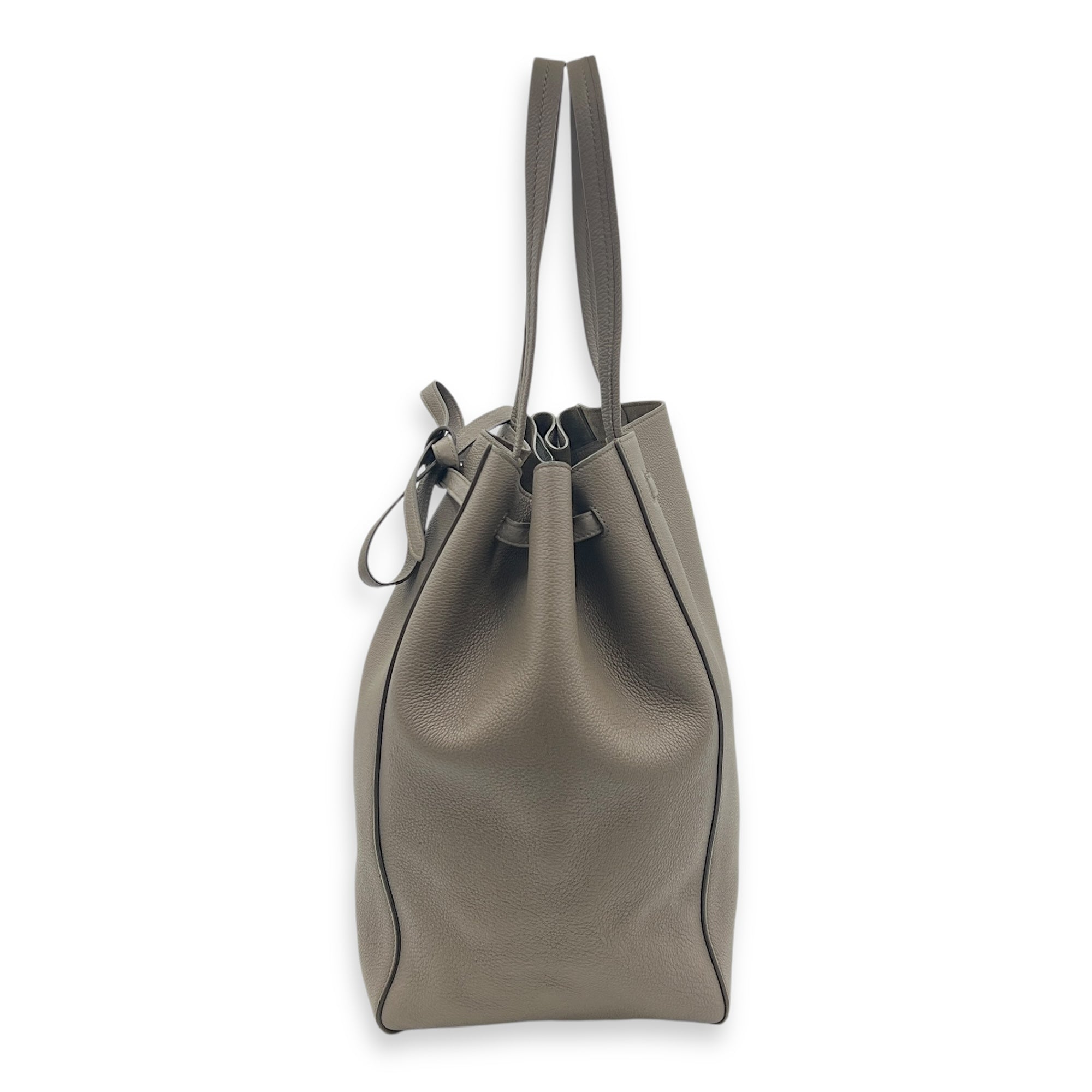 Phantom Cabas Grey Tote Bag in Calfskin, Gold hardware