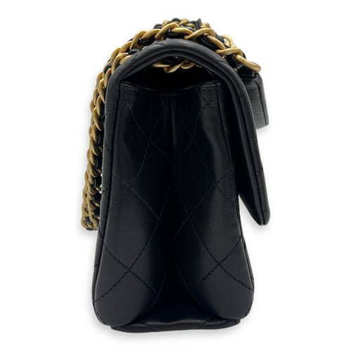 23P Seasonal Quilted Flap Shoulder Bag Black in Calfskin, Gold hardware