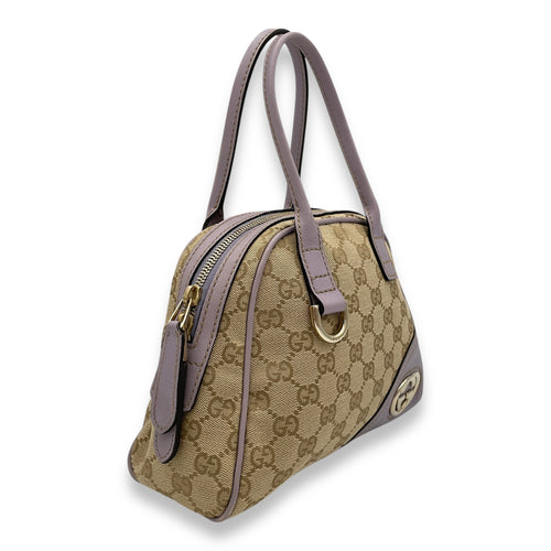 Abbey Mini Top handle bag in Jacquard, Gold Hardware