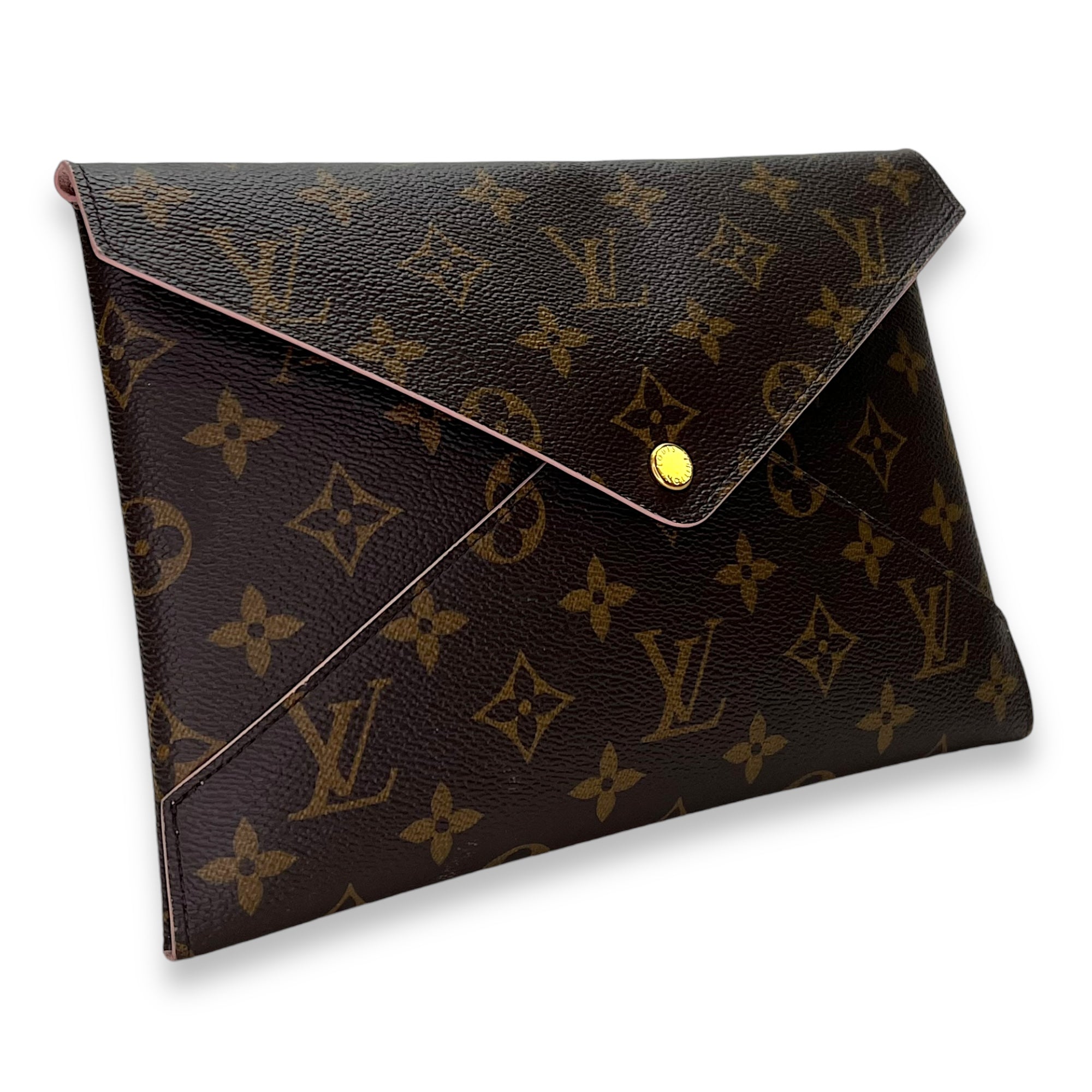 Kirigami Pouch Brown in Monogram Coated Canvas, Gold hardware