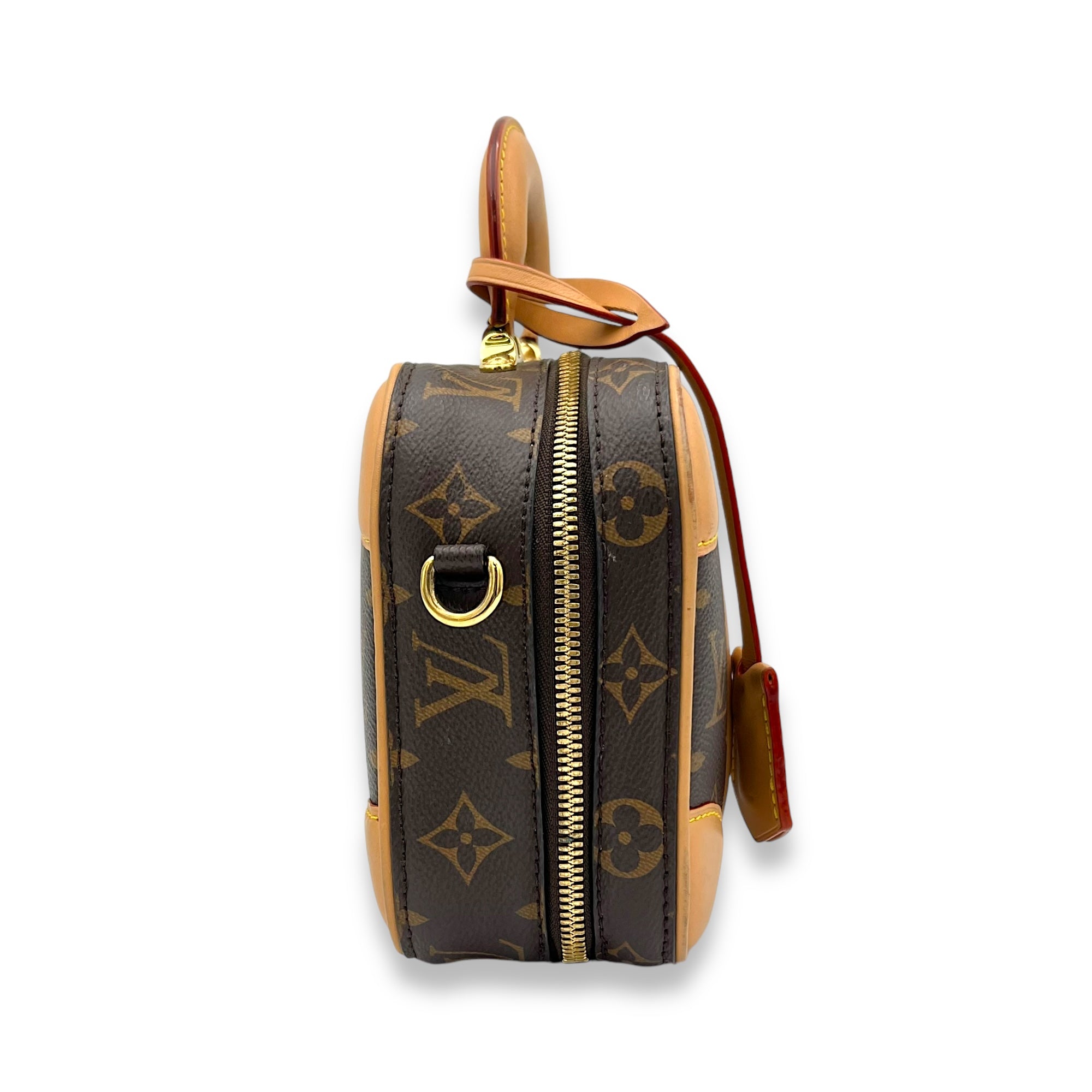 Valisette Top Handle Bag Brown in Monogram Coated Canvas, Gold hardware