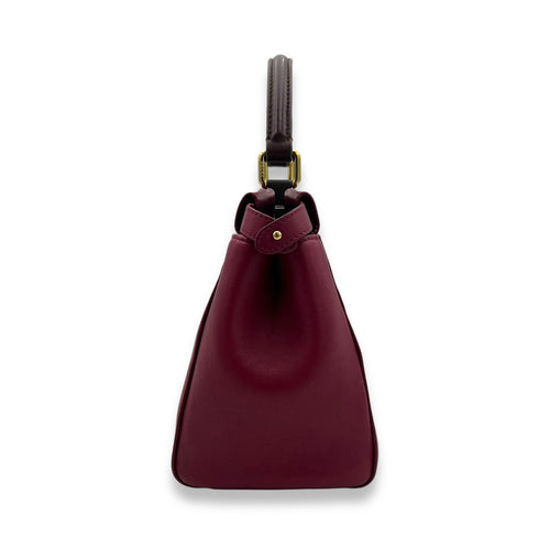 Peekaboo Mini Red Top Handle Bag in Calfskin, Gold hardware