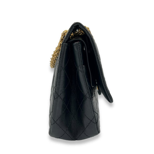 2.55 226 Medium Black Shoulder Bag in Calfskin, Gold hardware