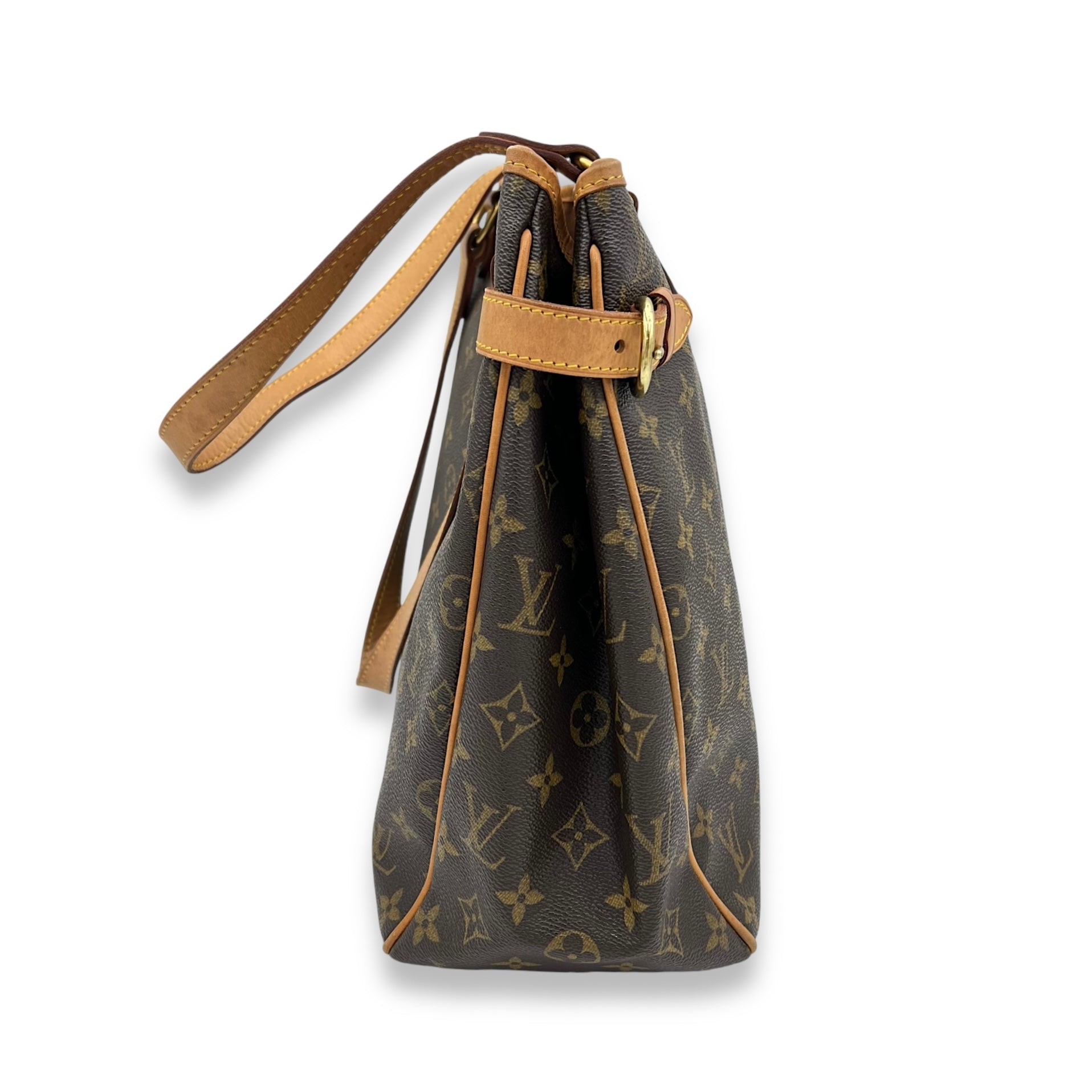 Batignolles Tote Bag Brown in Monogram Coated Canvas, Gold hardware