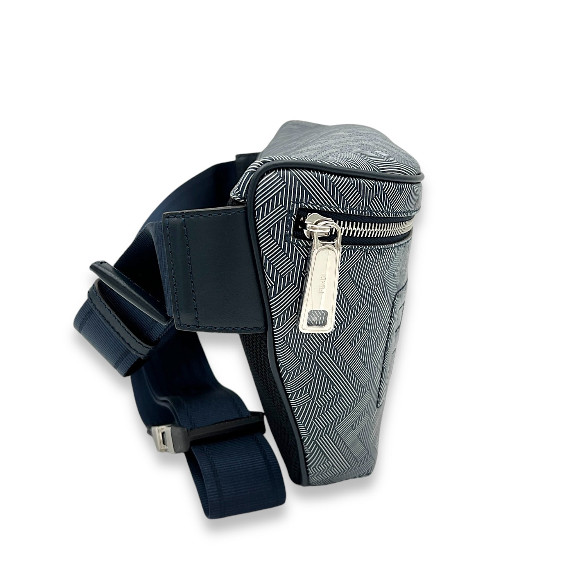 bumbag Blue Belt Bag in Coated Canvas, Silver hardware