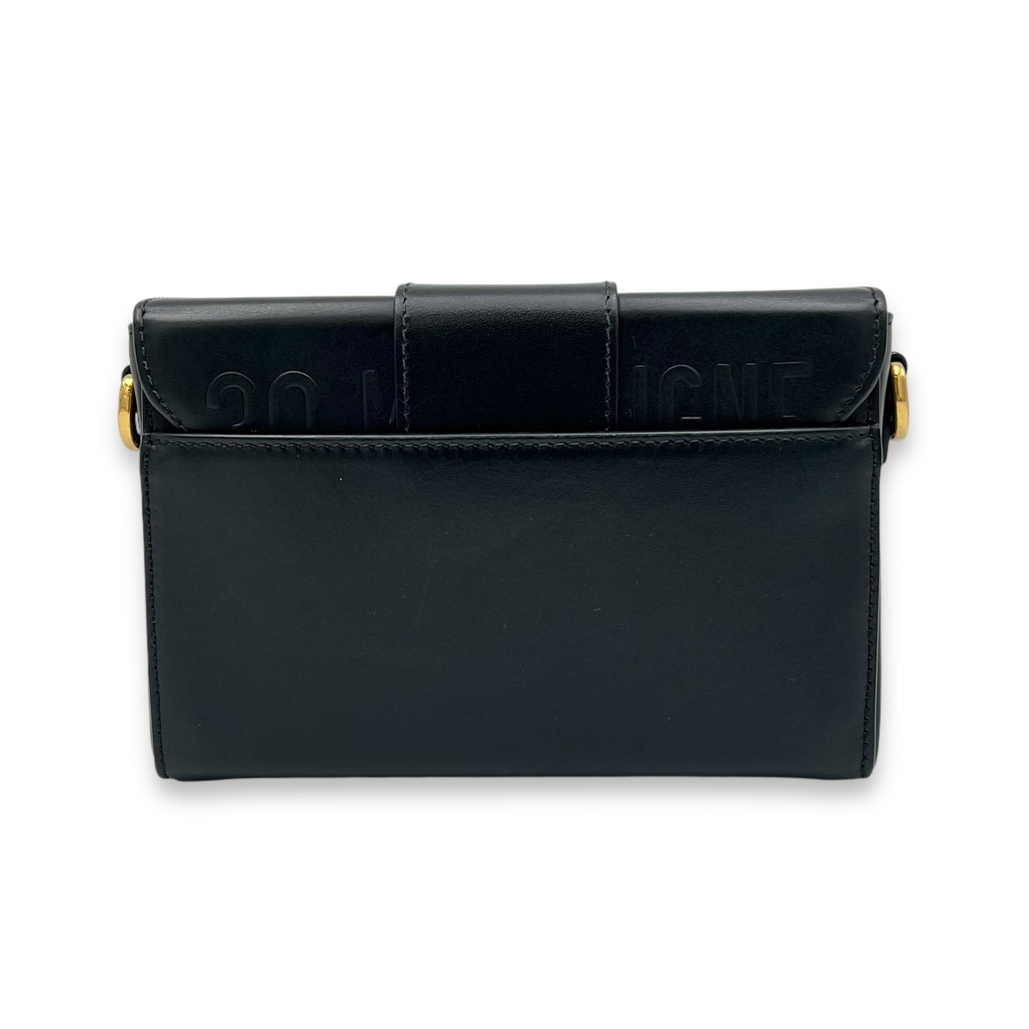 30 Montaigne Crossbody Bag Black in Calfskin, Gold hardware