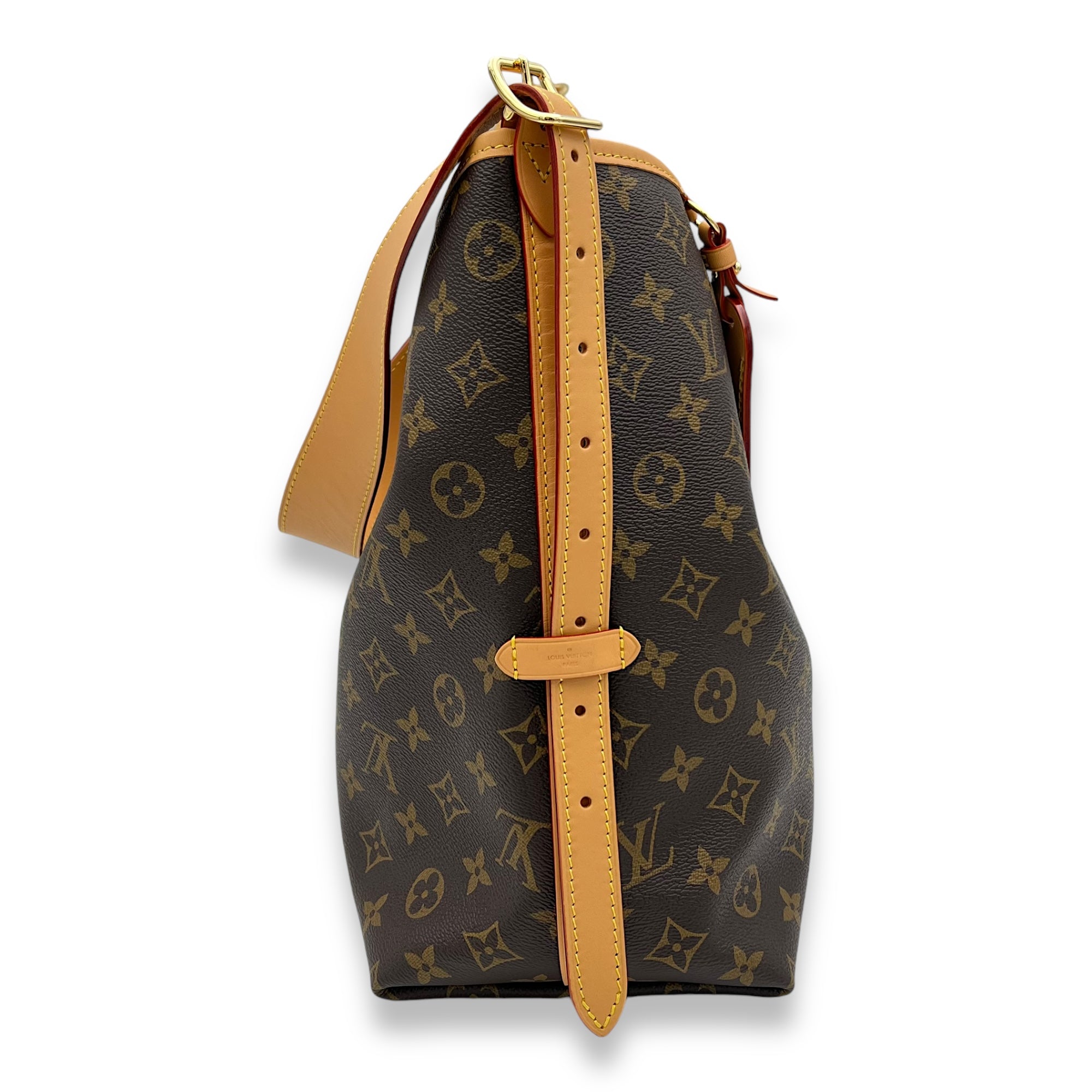 Carryall Shoulder Bag MM Brown in Monogram Coated Canvas, Gold hardware