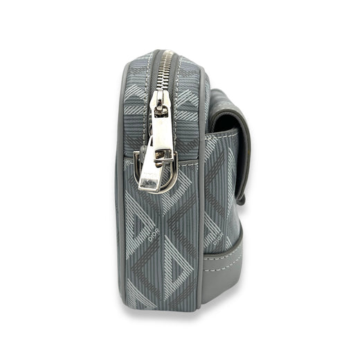 Hit The Road Grey Crossbody Bag in Coated Canvas, Silver hardware