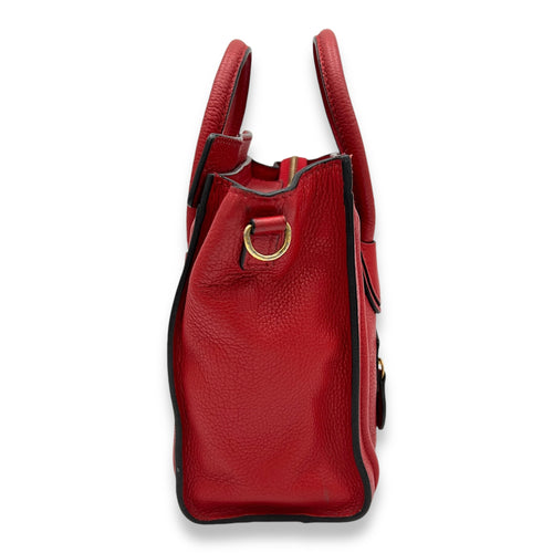 Luggage Crossbody Bag Nano Red in Calfskin, Gold hardware