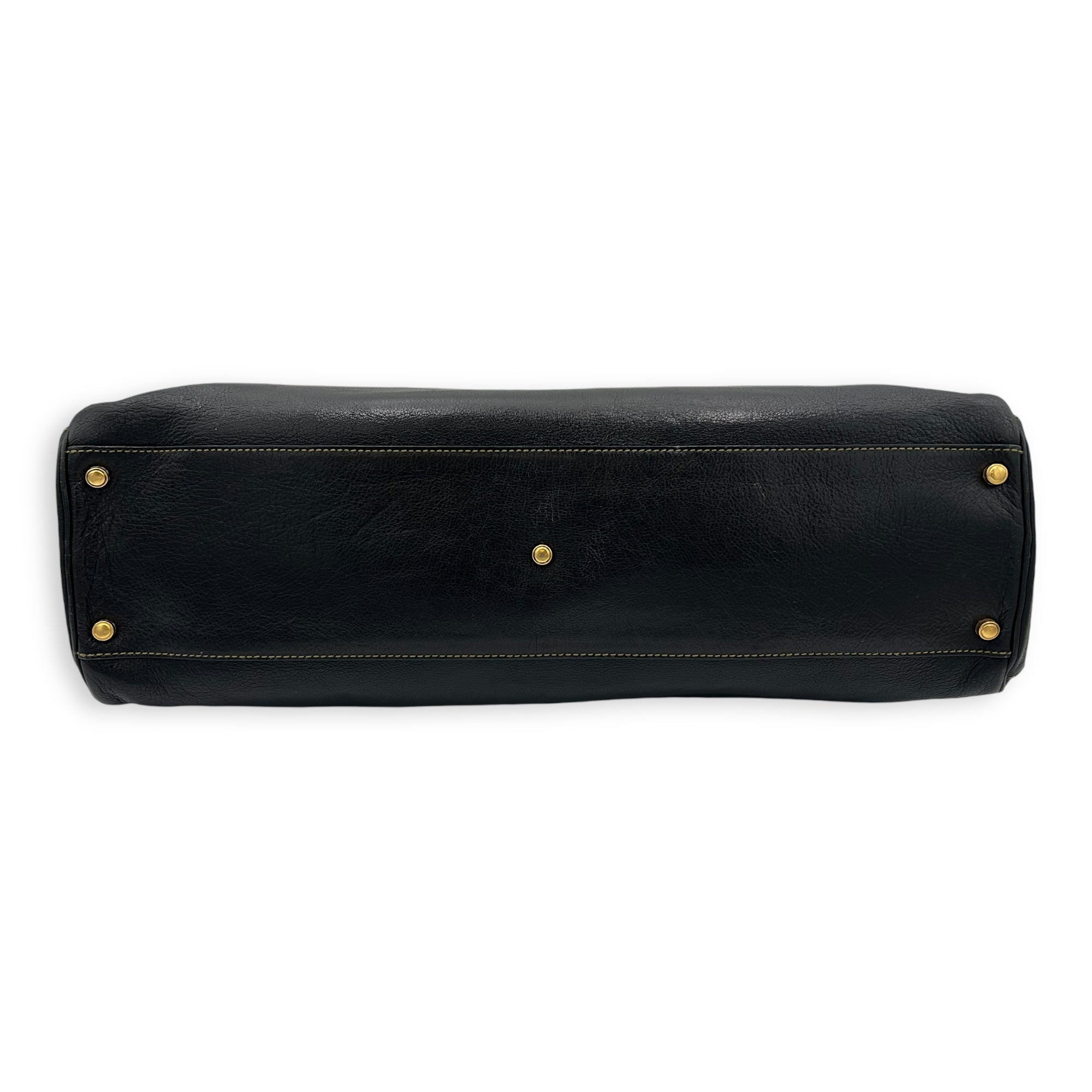 Marcello Top Handle Bag Black in Calfskin, Gold hardware