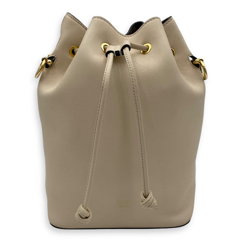 Mon Tresor NA Bucket Bag White in Calfskin, Gold