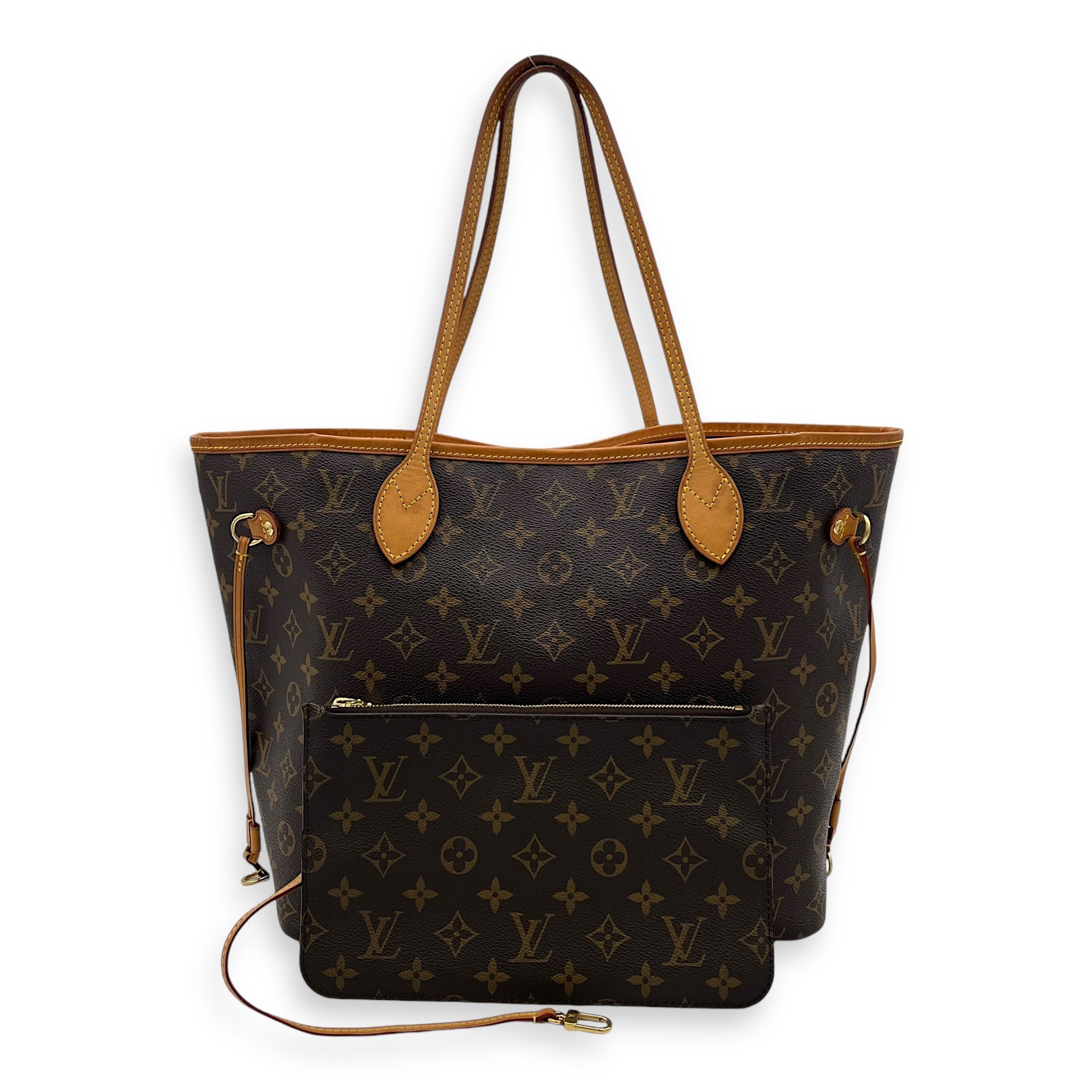 Neverfull Tote Bag MM Brown in Monogram Coated Canvas, Gold hardware