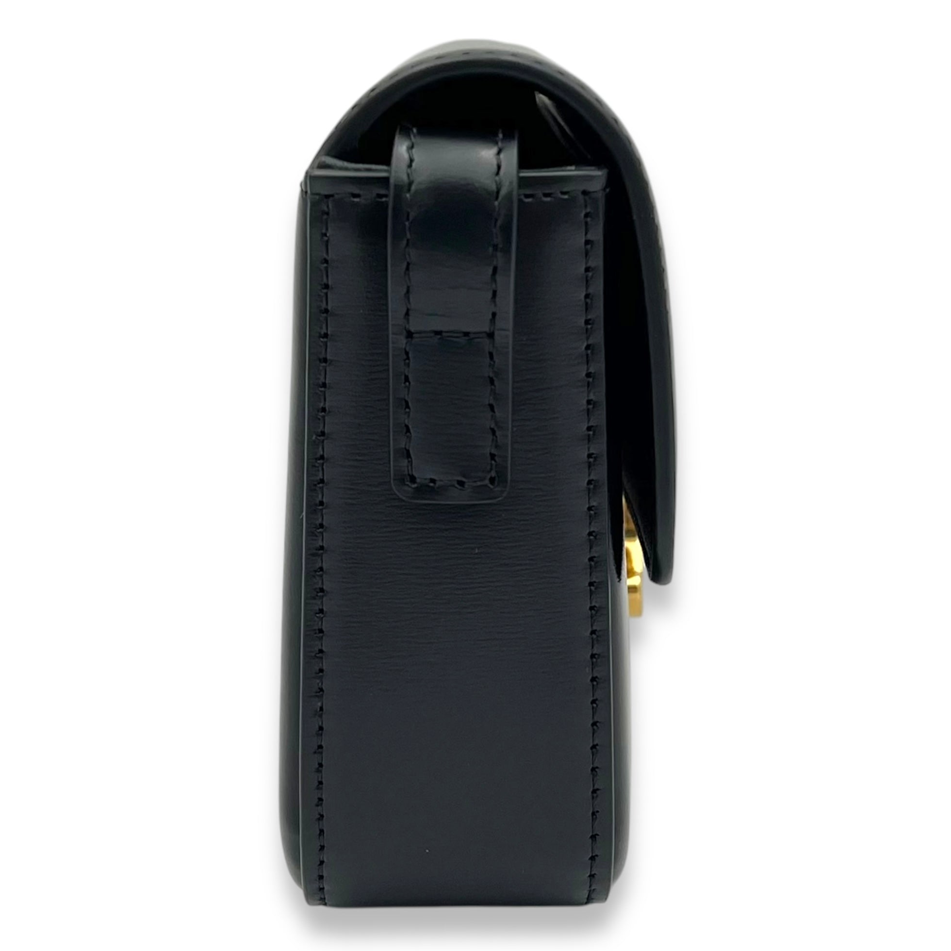 Triomphe Shoulder Bag Black in Calfskin, Gold hardware