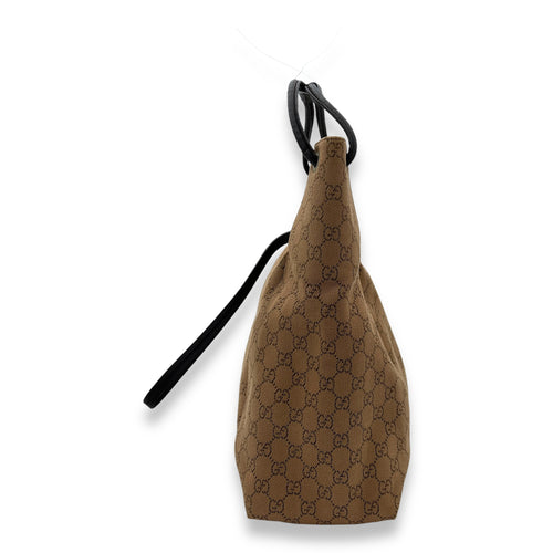 GG Shoulder Bag Brown in Canvas, Silver hardware