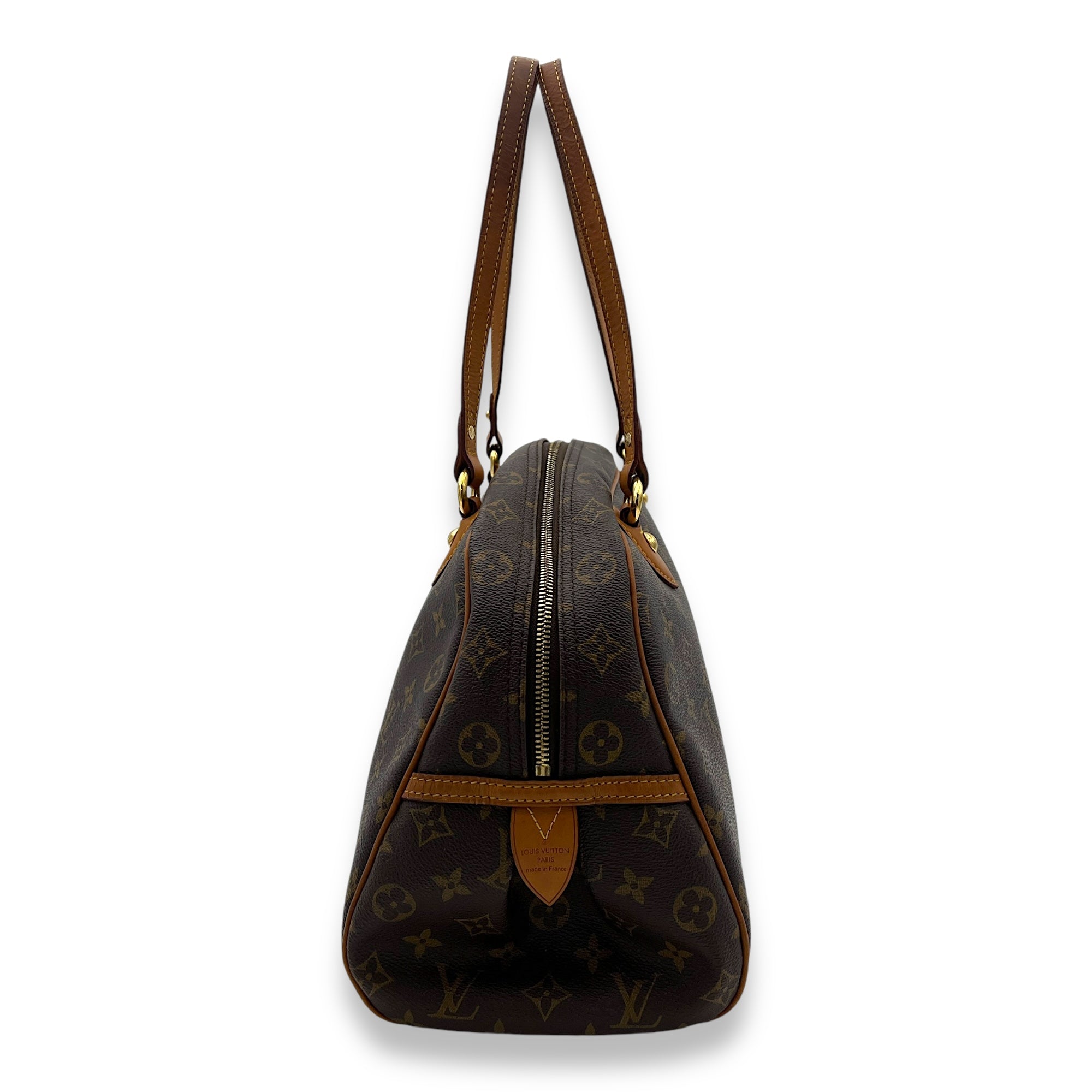 Montorgueil Top Handle Bag GM Brown in Monogram Coated Canvas, Gold hardware