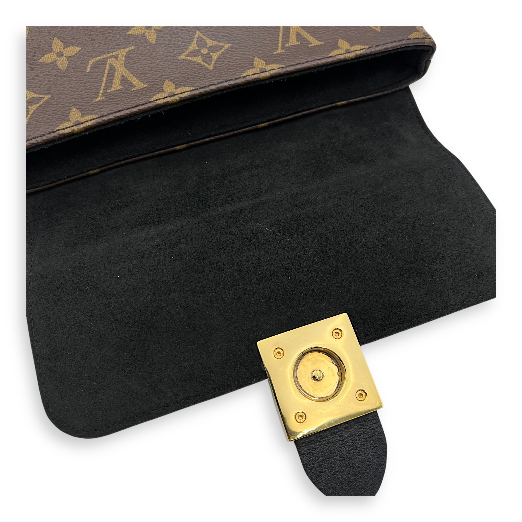 Locky BB Brown Top Handle Bag in Monogram Coated Canvas, Gold hardware