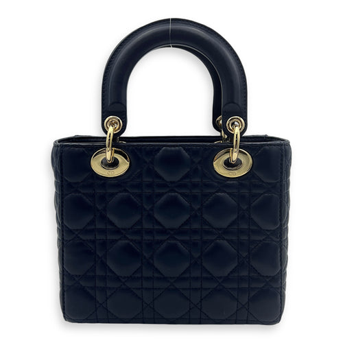 Lady Dior Small Blue Top Handle Bag in Lambskin, Gold hardware