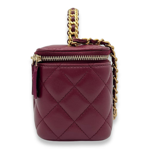 Quilted Vanity Bag Red in Lambskin, Gold hardware