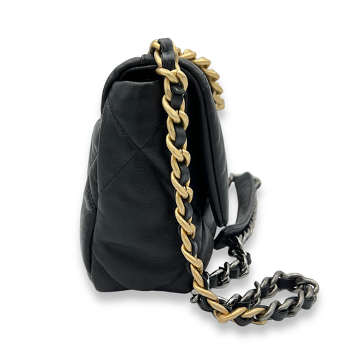 C19 Small Black Shoulder Bag in Lambskin, Mixed hardware